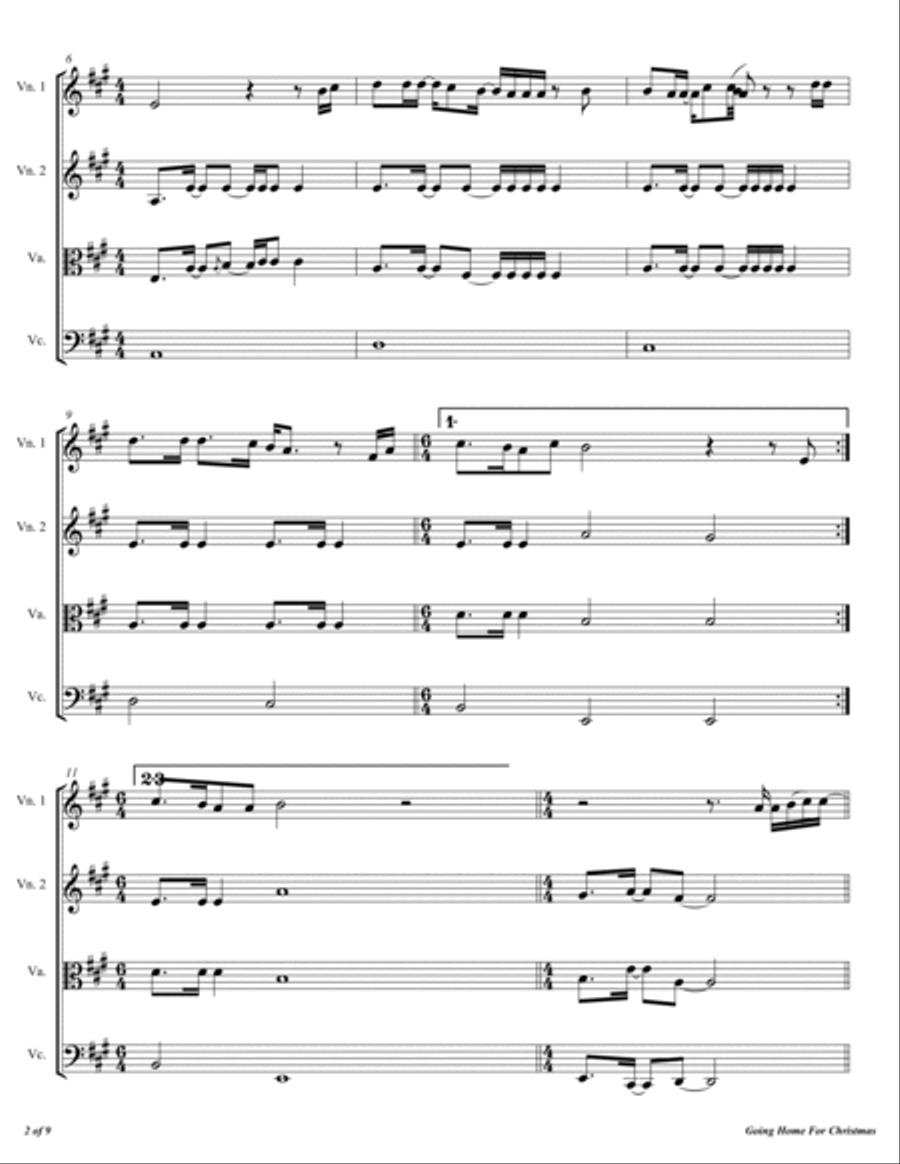 Going Home For Christmas String Quartet scores gallery preview page 3