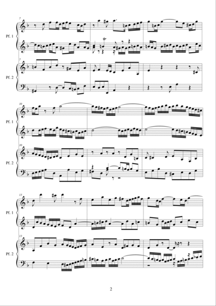 Concerto in D minor BWV 1043 - Piano Duet - Full Piano scores gallery preview page 2