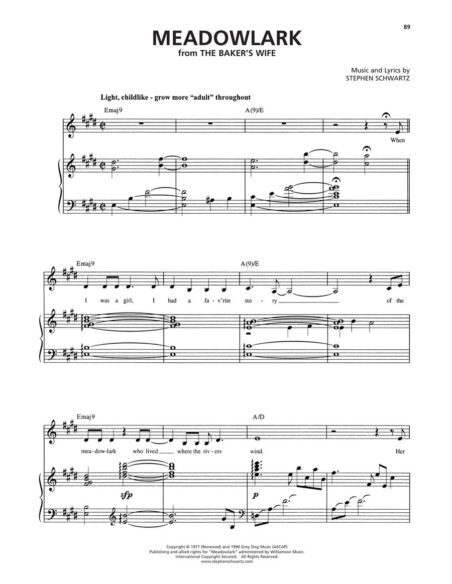 Meadowlark (from The Baker's Wife) Voice scores gallery preview page 1
