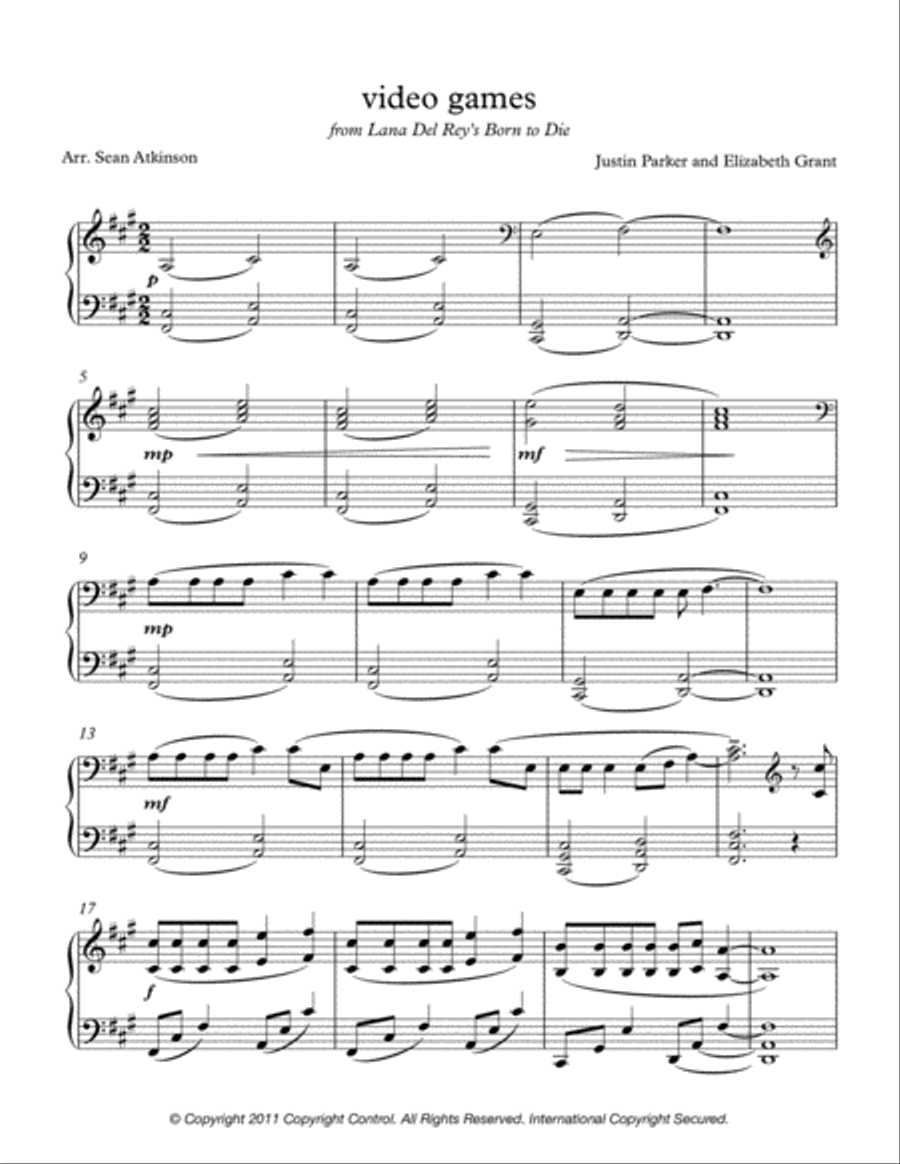 Video Games Piano Solo scores gallery preview page 1