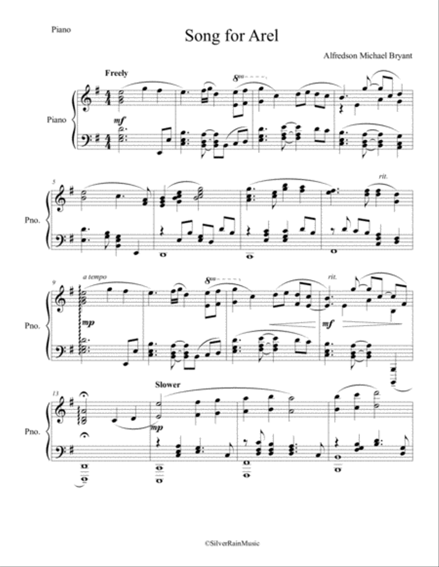 Song For Arel Piano Solo scores gallery preview page 1