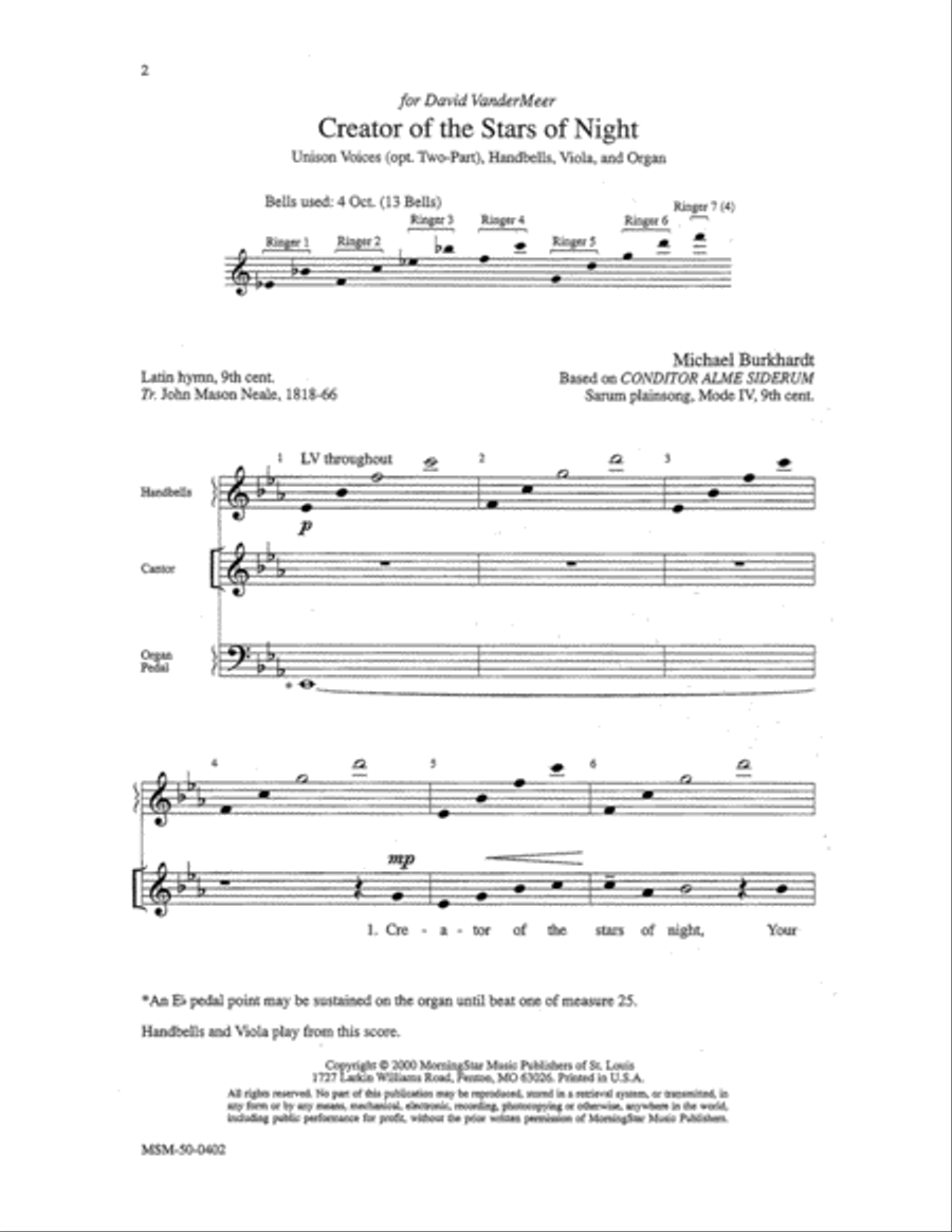 Creator of the Stars of Night Unison Choir scores gallery preview page 2