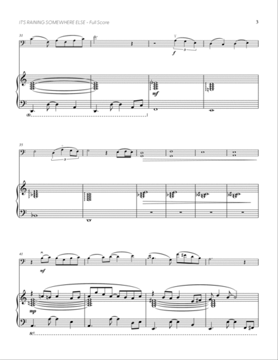 It's Raining Somewhere Else (from UNDERTALE) (for Solo Cello with Piano Accompaniment) Piano Accompaniment scores gallery preview page 4