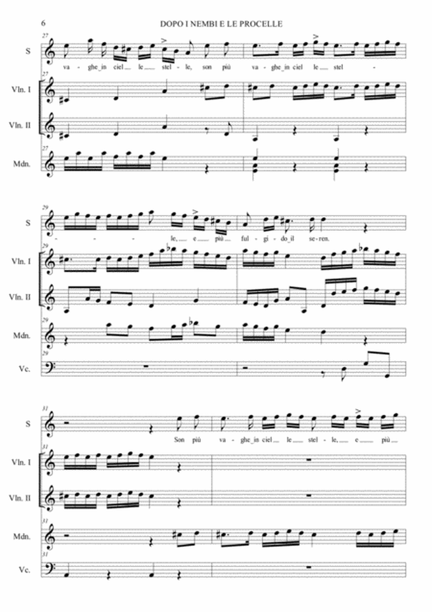 DOPO I VENTI E LE PROCELLE - T. Albinoni - For Soprano, 2 Vln, Mandolino and Cello solo image number null