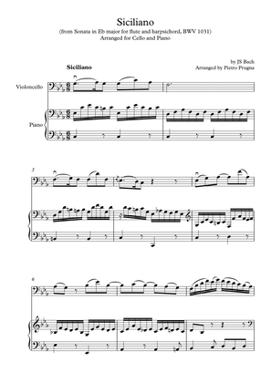 Book cover for Siciliano (from Sonata in Eb major for flute and harpsichord) BWV 1031 - arr for cello and piano