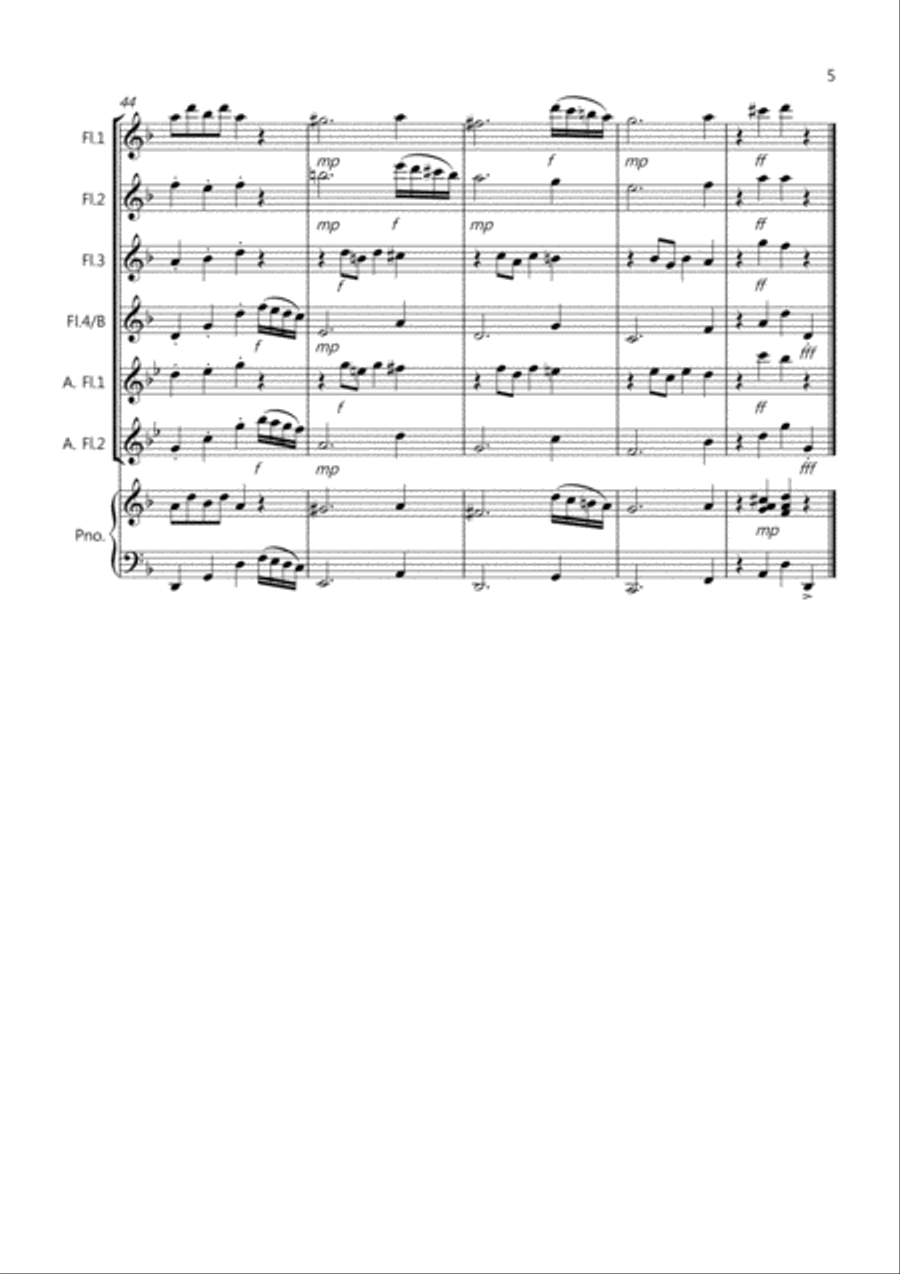 Dance of the Sugar Plum Fairy (fantasia from Nutcracker) for Flute Quartet Flute Quartet scores gallery preview page 5