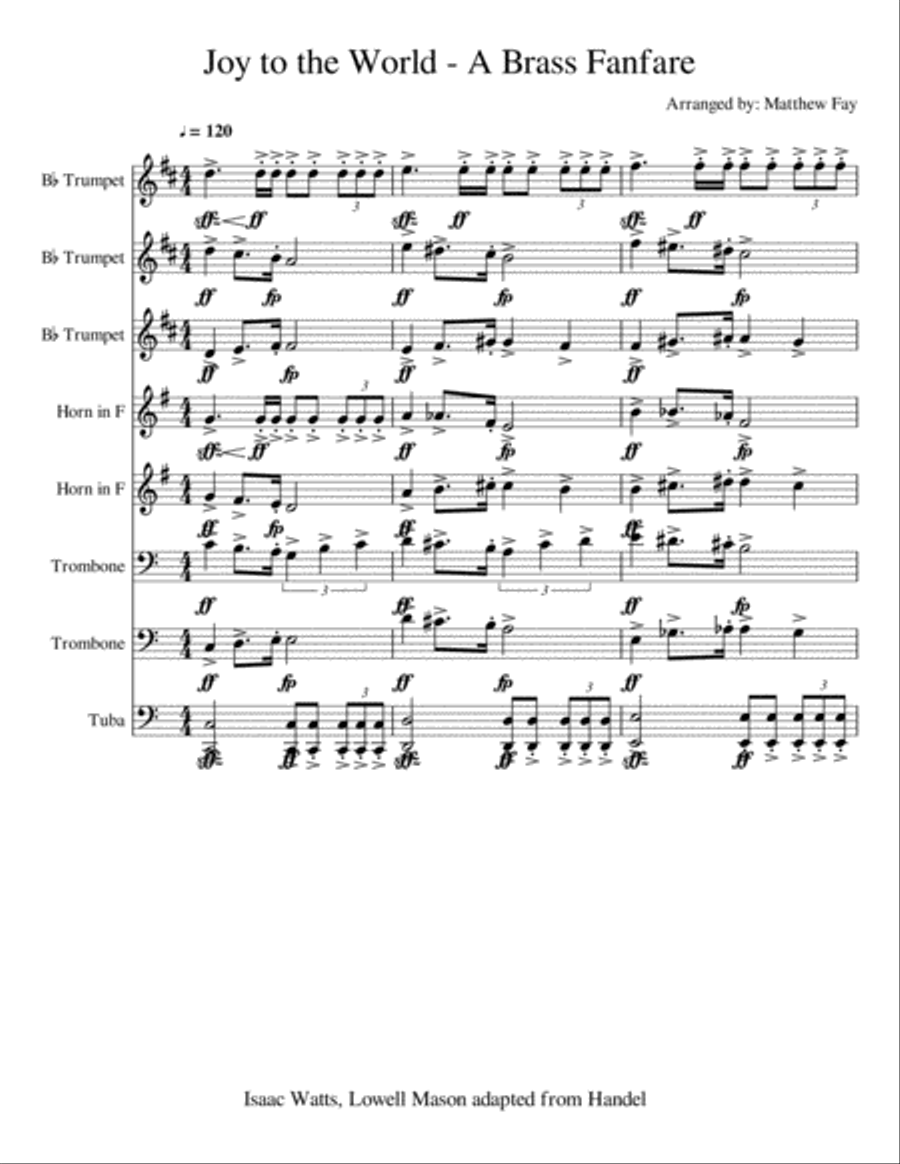 Joy to the World - A Brass Ensemble Brass Ensemble scores gallery preview page 1