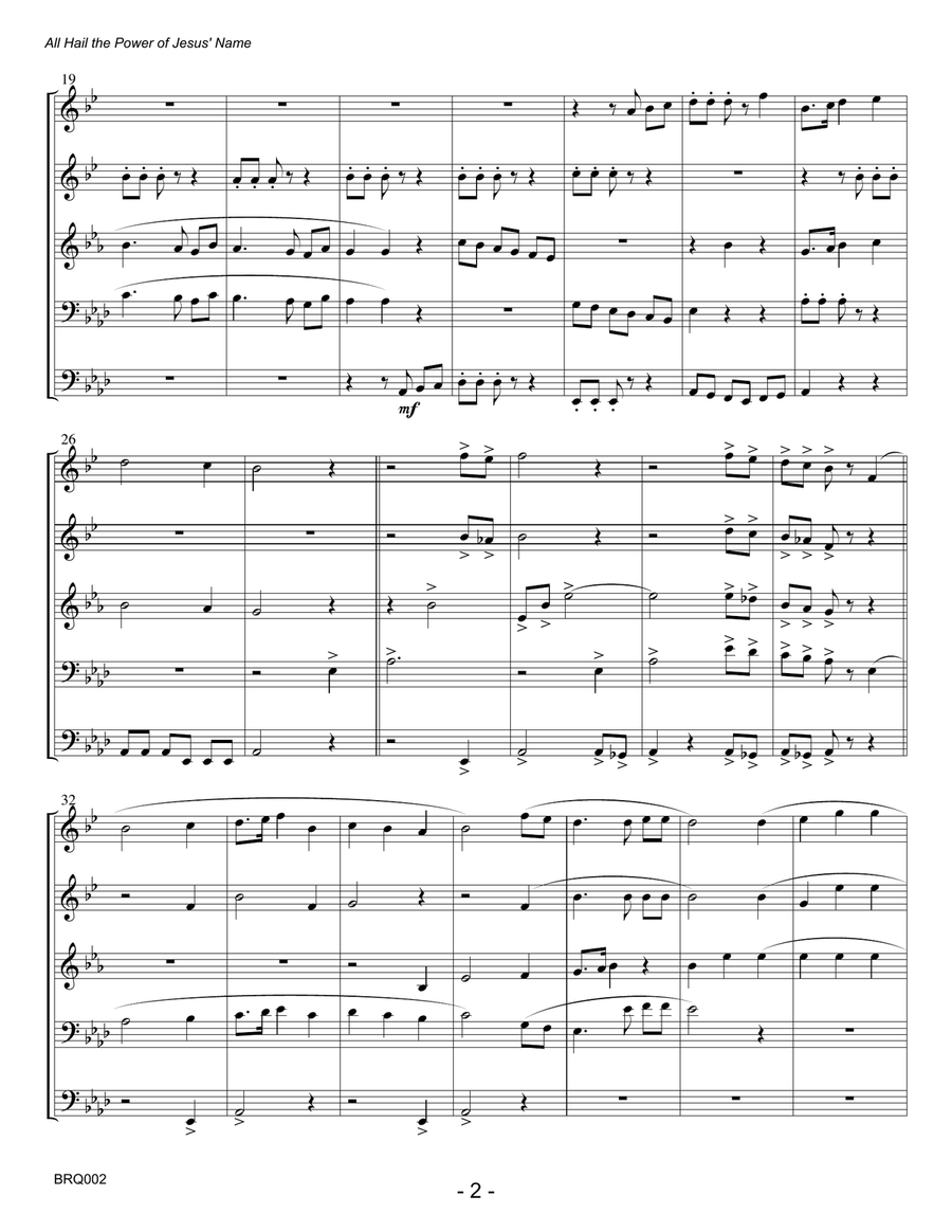 ALL HAIL THE POWER OF JESUS' NAME (Diadem) - BRASS QUINTET w/optional Organ Small Ensemble scores gallery preview page 2