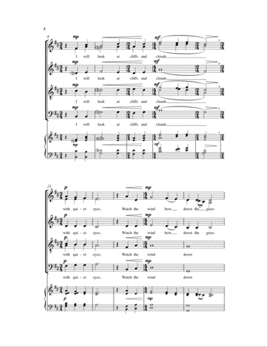 Afternoon On A Hill Afternoon On A Hill 4-Part scores gallery preview page 3