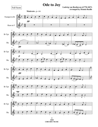 Ode to Joy - Trumpet / Horn in F Duet - Intermediate