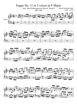 Fugue No. 11 BWV 880 in F Major