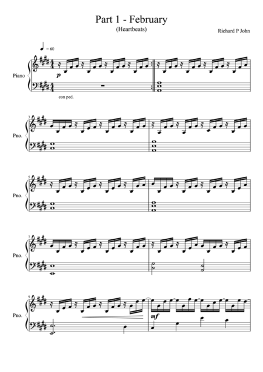 February - Heartbeats (from Seasons in Flight) Piano Solo scores gallery preview page 1