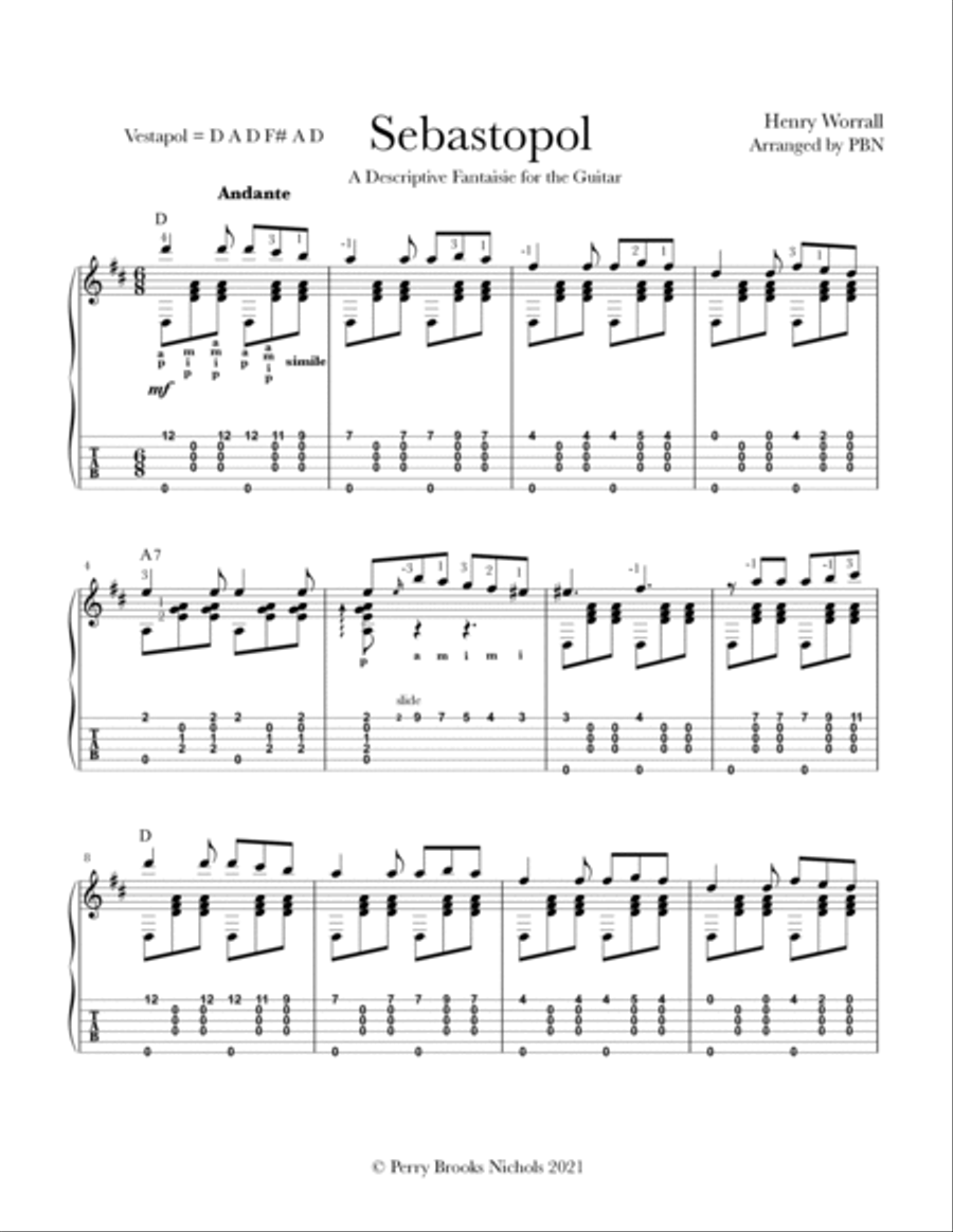 Sebastopol, A Descriptive Fantaisie For The Guitar. Acoustic Guitar scores gallery preview page 2