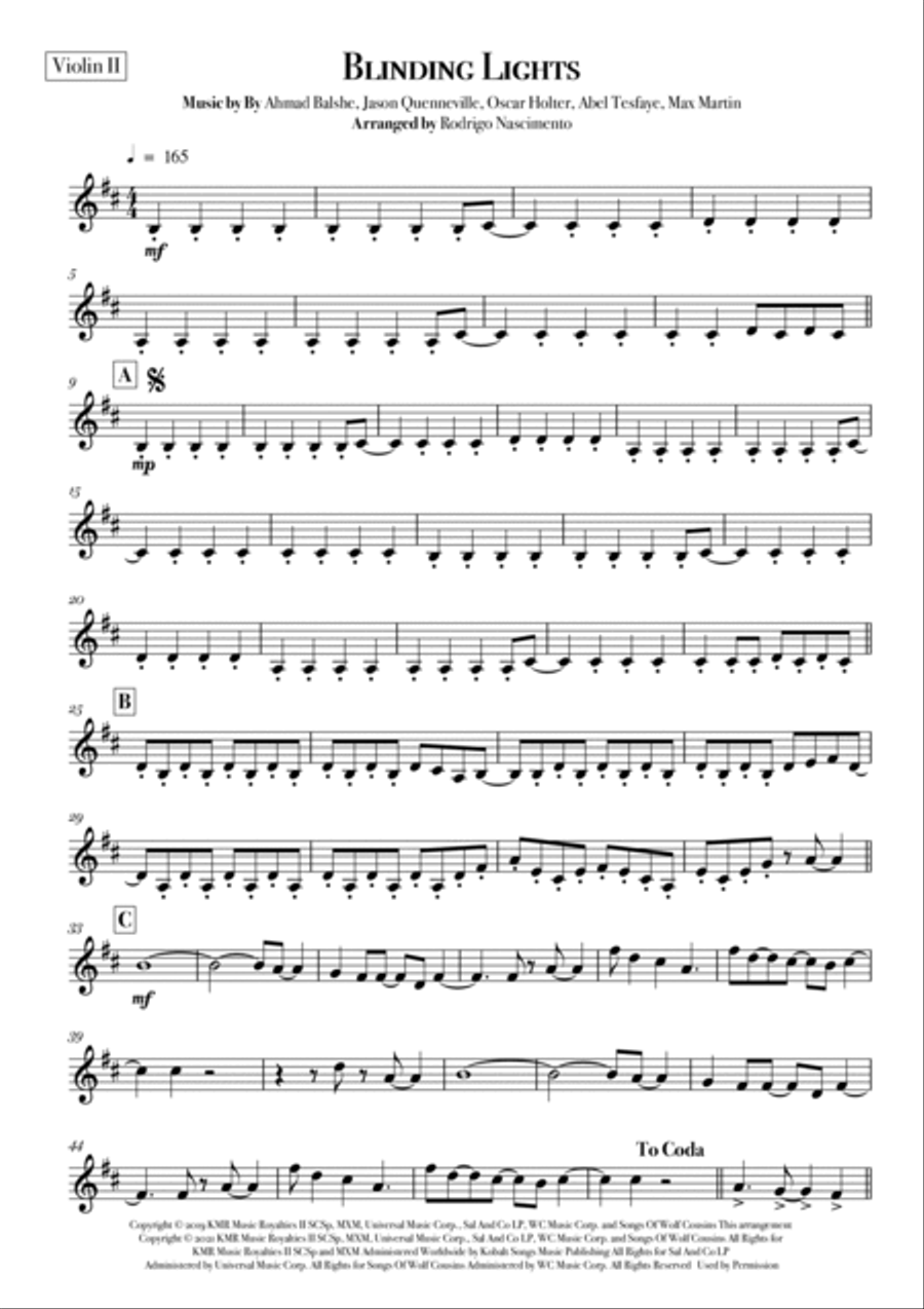 Blinding Lights String Quartet scores gallery preview page 3