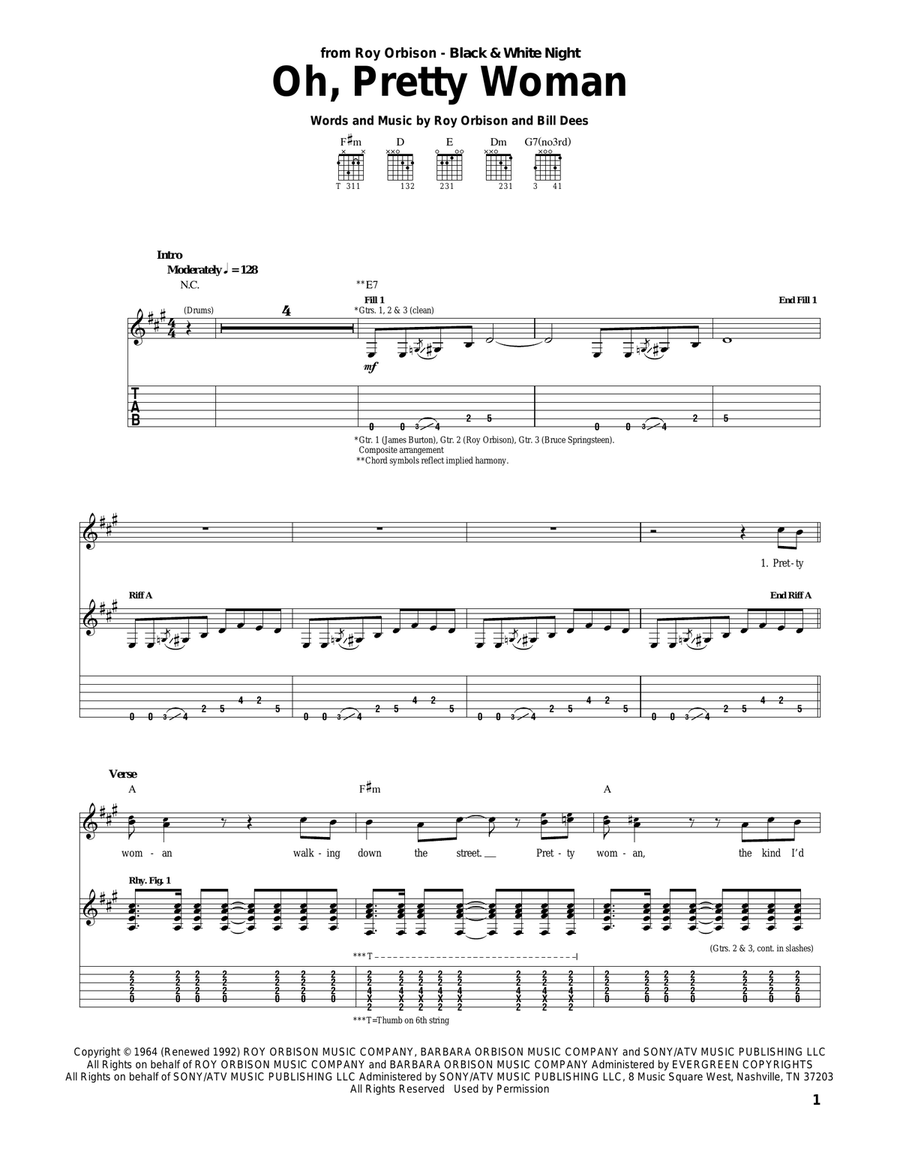 Oh, Pretty Woman Acoustic Guitar scores gallery preview page 1