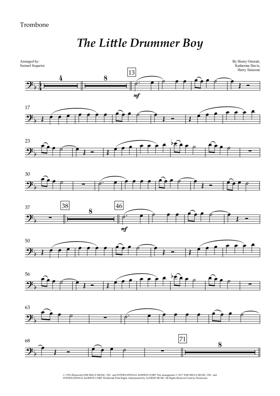 The Little Drummer Boy Trombone Solo scores gallery preview page 1