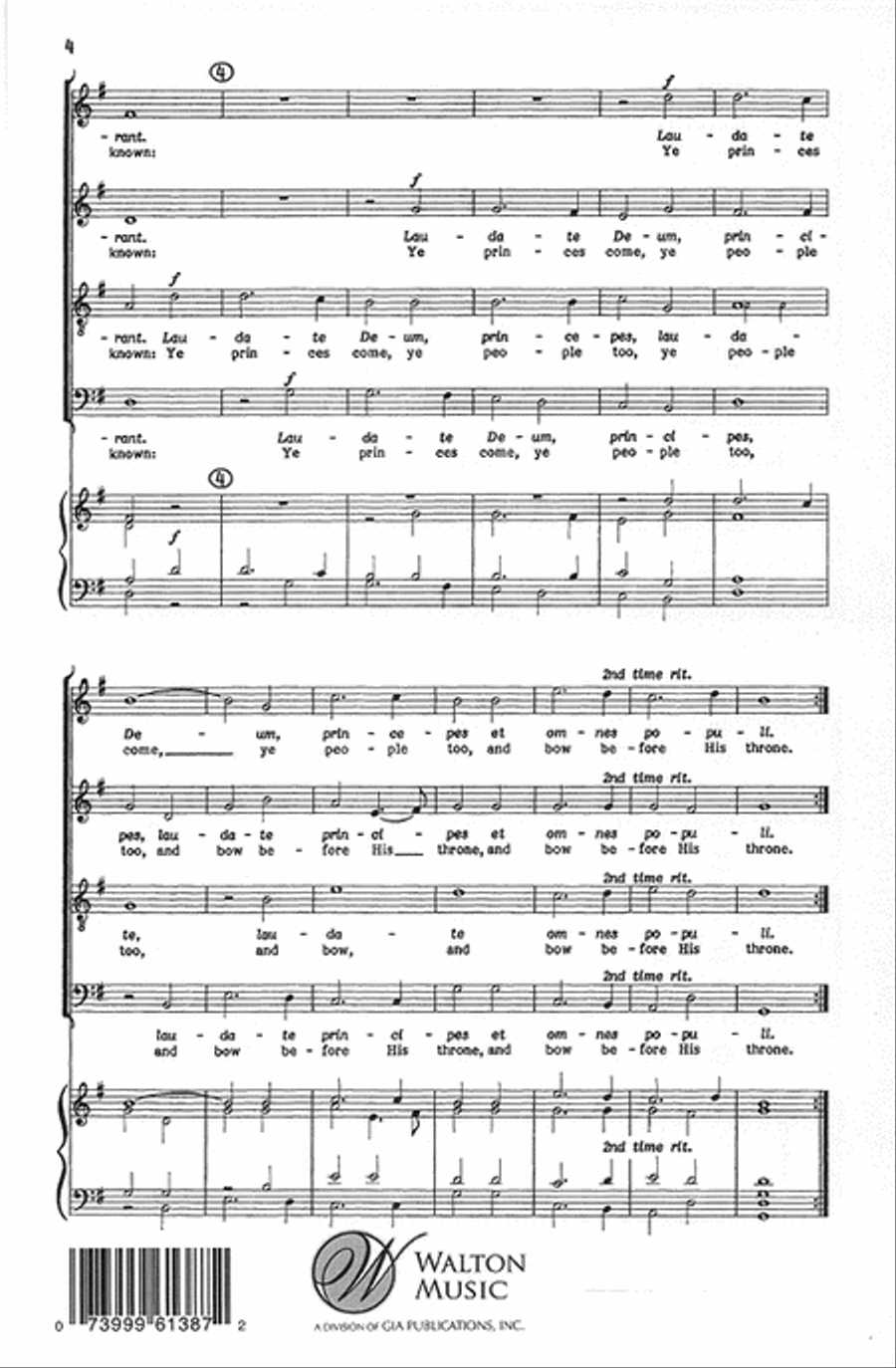 Laudate nomen Domini (O Come, Ye Servants of the Lord) 4-Part scores gallery preview page 4