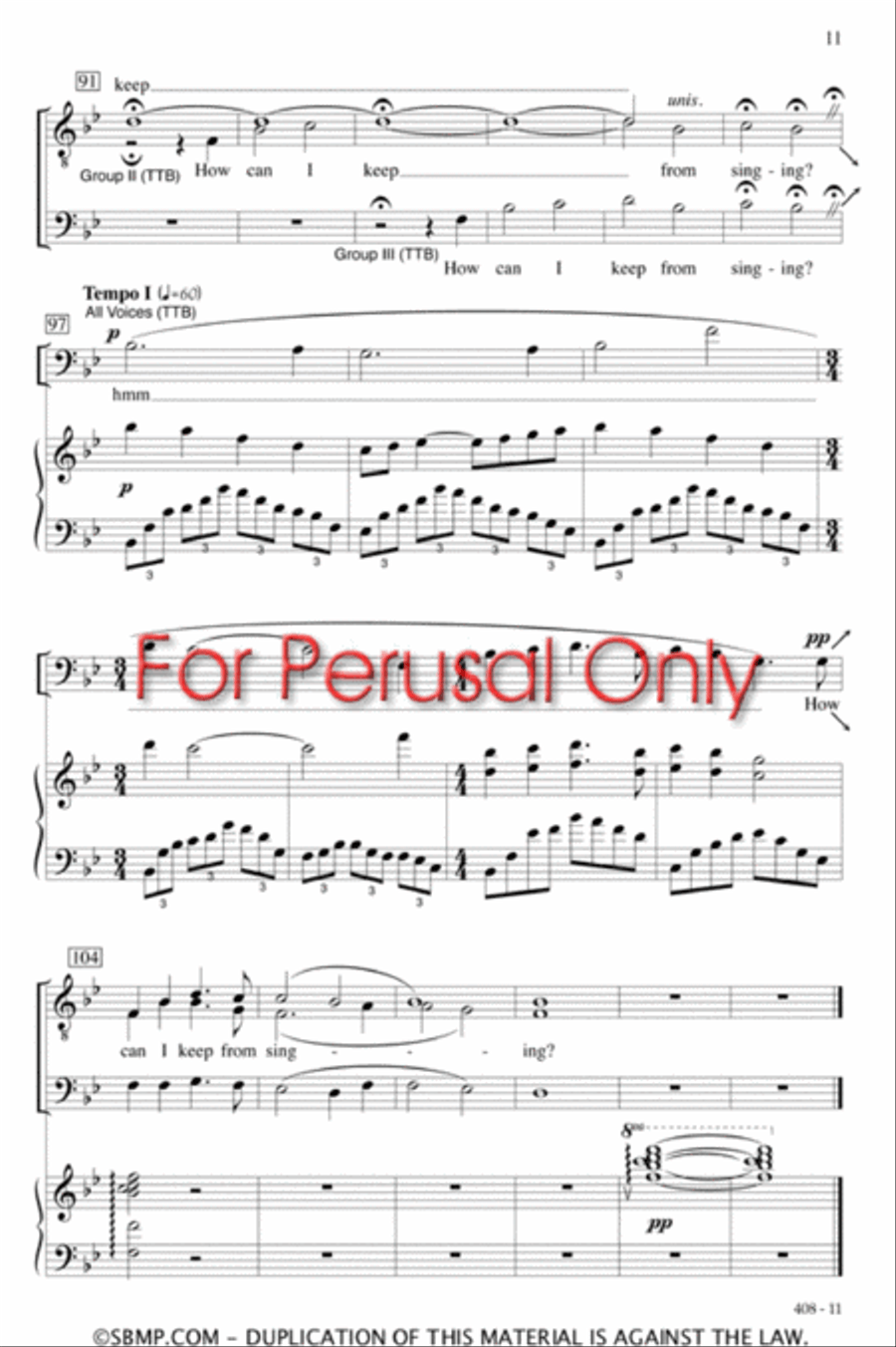 How Can I Keep from Singing - TTB/TBB Octavo TTB scores gallery preview page 10