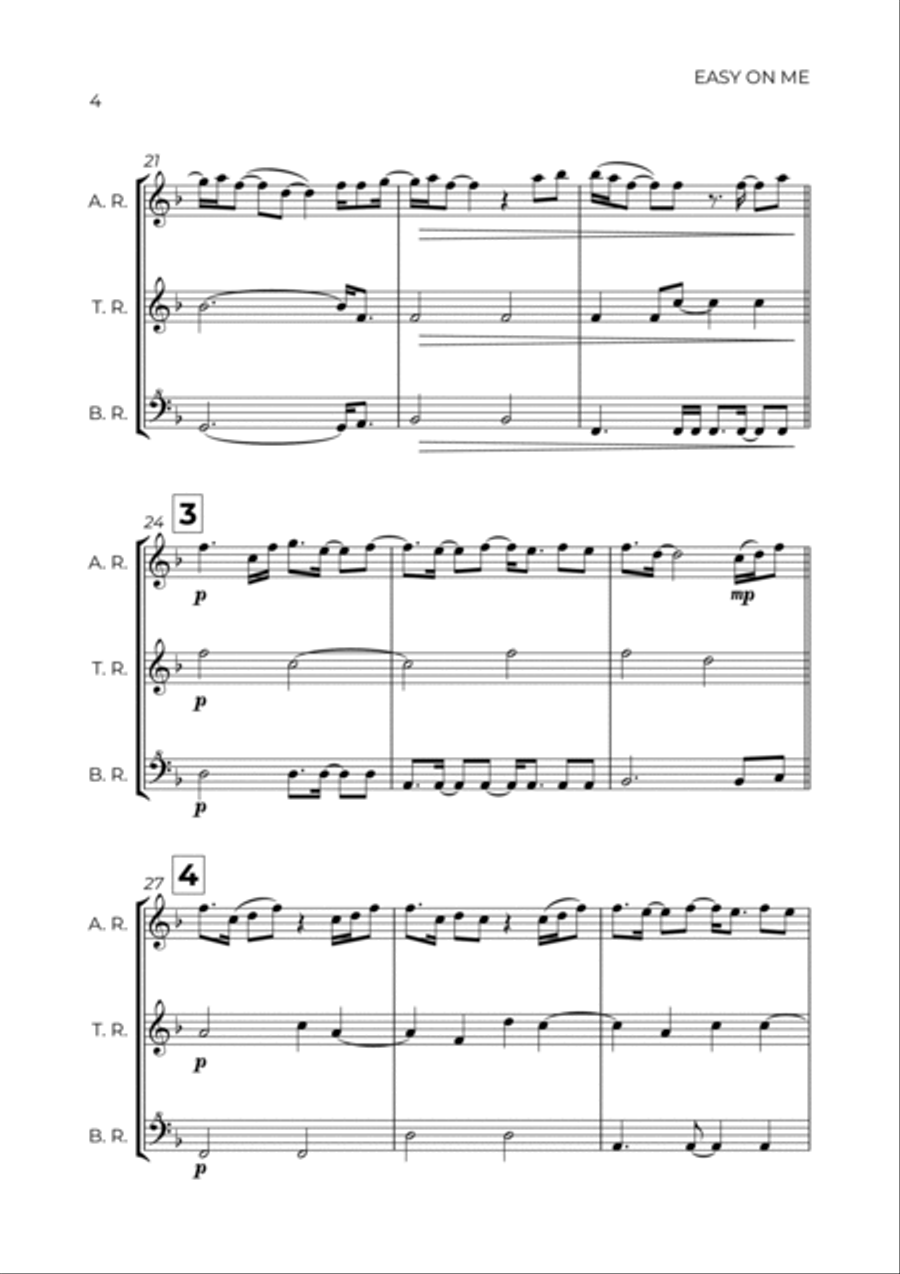 Easy On Me Alto Recorder scores gallery preview page 4