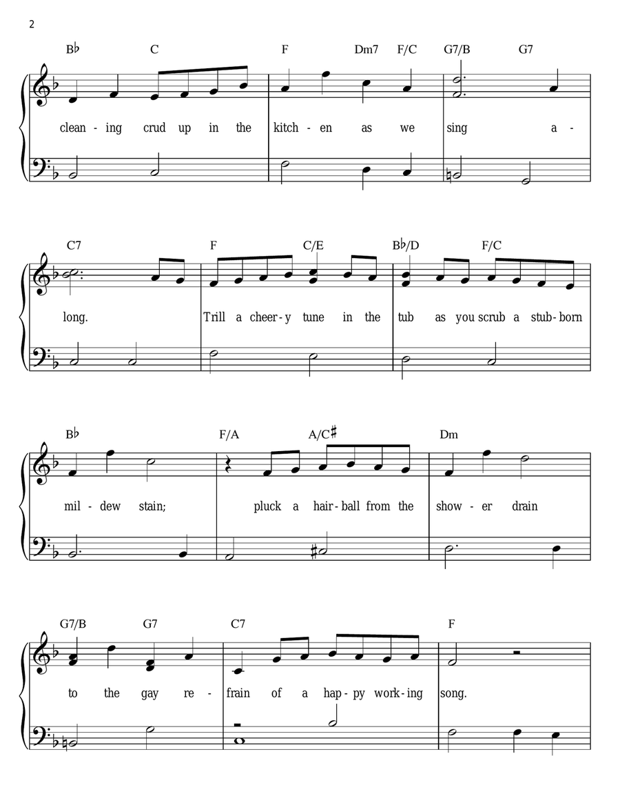 Happy Working Song (from Enchanted) Easy Piano scores gallery preview page 2