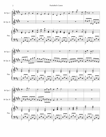 Pachelbel's Canon (Wedding Arrangement: Duet for Bb-Trumpet - Piano Accompaniment) image number null