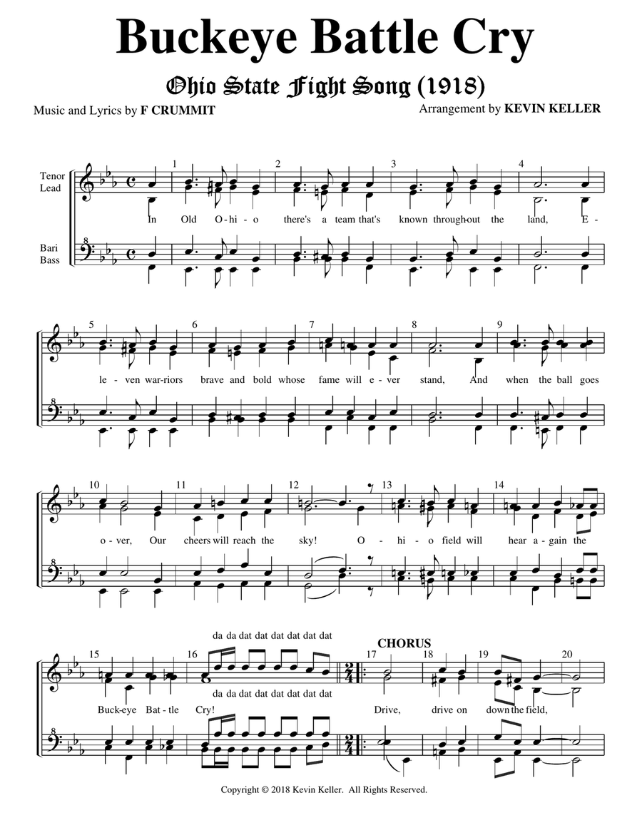 Buckeye Battle Cry (OSU Fight Song) SSAA scores gallery preview page 1