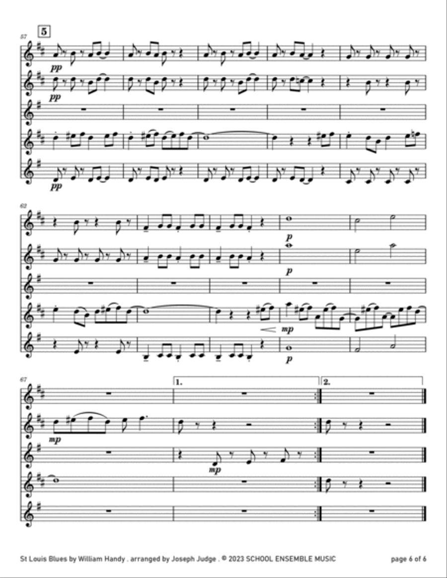 St Louis Blues by Handy for Saxophone Quartet in Schools Saxophone Quartet scores gallery preview page 6