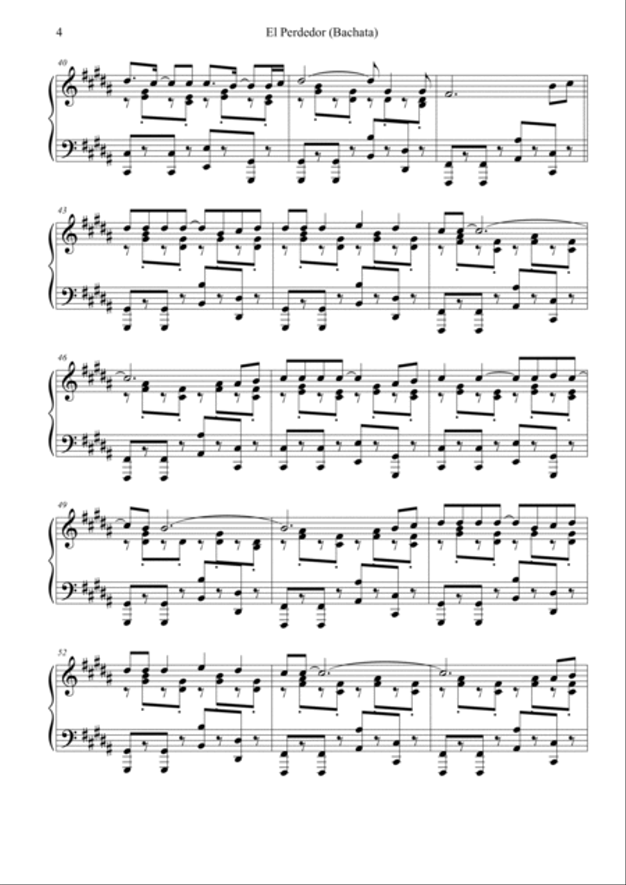 El Perdedor Piano Solo scores gallery preview page 4