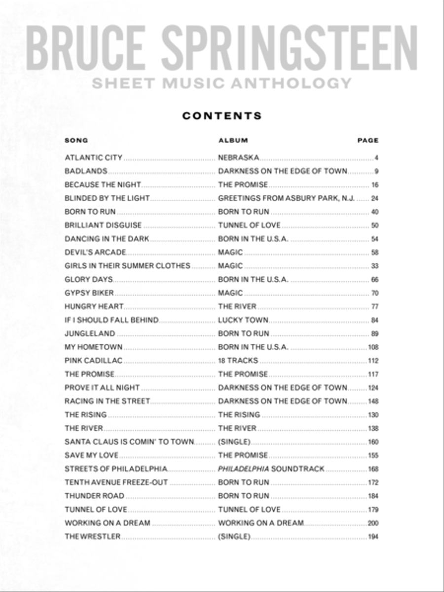 Bruce Springsteen -- Sheet Music Anthology Piano, Vocal, Guitar scores gallery preview page 2