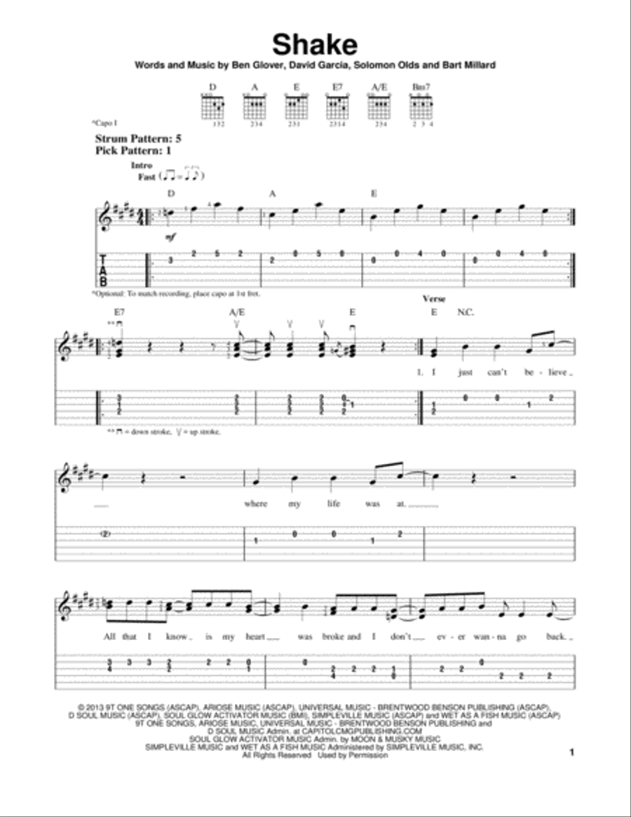 Shake Shake Acoustic Guitar scores gallery preview page 1