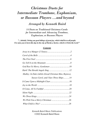 Book cover for Christmas Duets for Intermediate Trombone, Euphonium, or Bassoon Players ...and Beyond