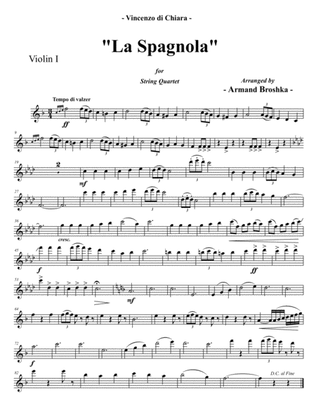 Book cover for La Spagnola - Vincenzo di Chiara - Arranged for String Quartet