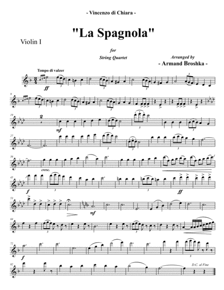 La Spagnola - Vincenzo di Chiara - Arranged for String Quartet image number null