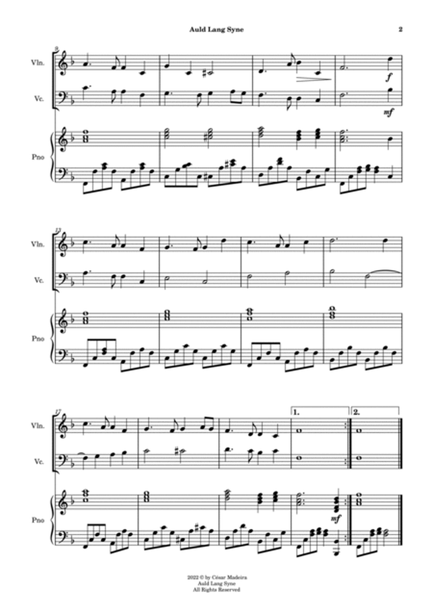 Auld Lang Syne - Violin, Cello and Piano (Full Score and Parts) image number null