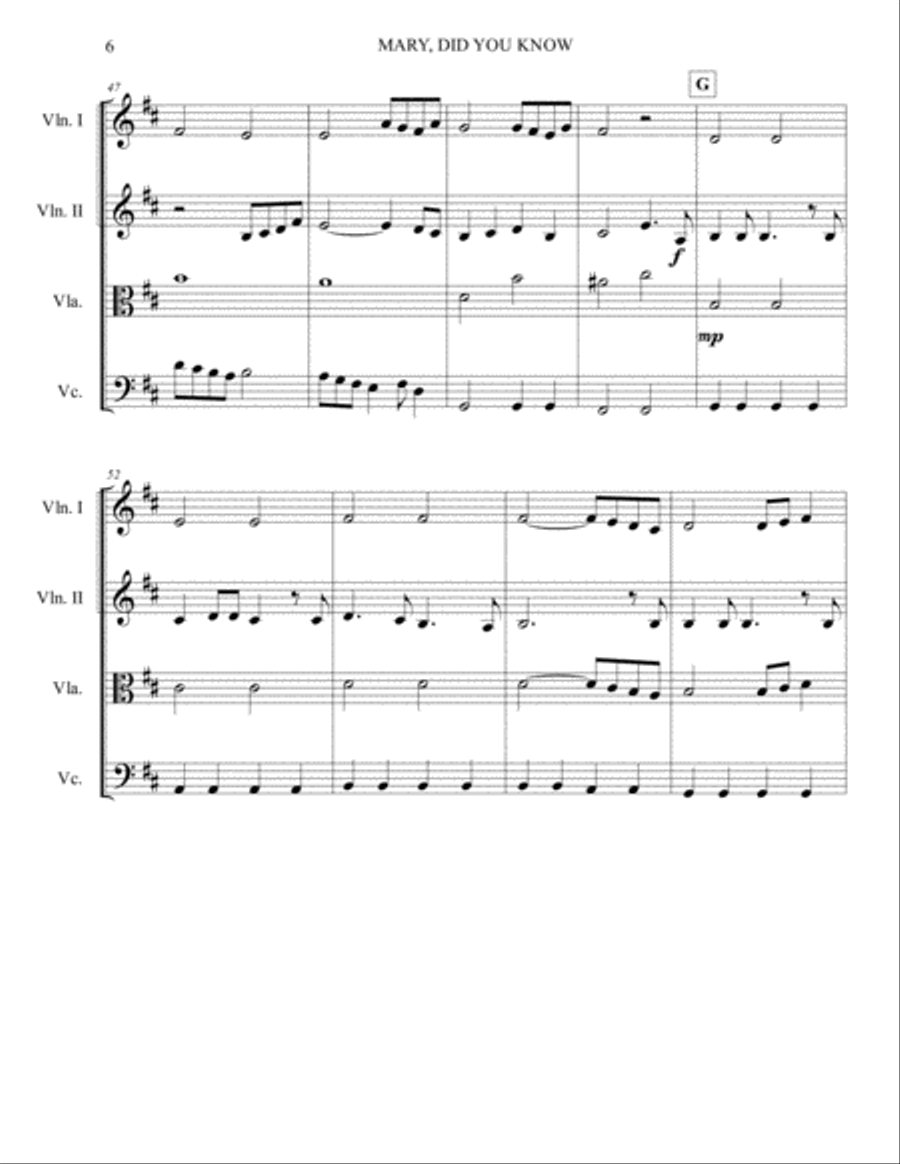 Mary, Did You Know? Mary, Did You Know? String Quartet scores gallery preview page 6