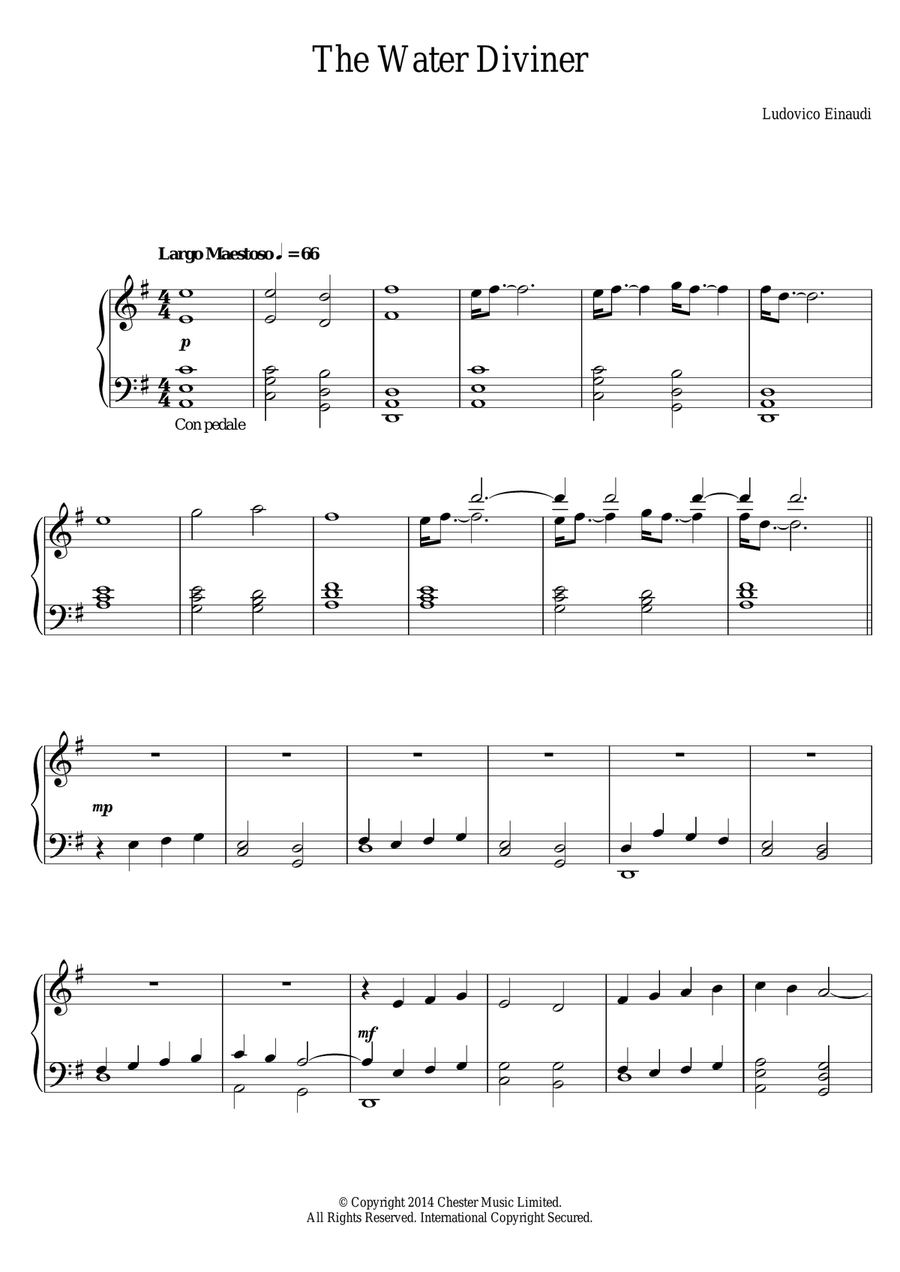 The Water Diviner The Water Diviner Piano Solo scores gallery preview page 1
