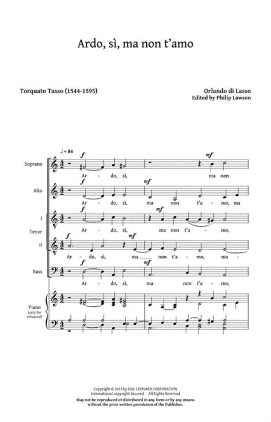 Five Italian Madrigals Five Italian Madrigals 4-Part scores gallery preview page 2