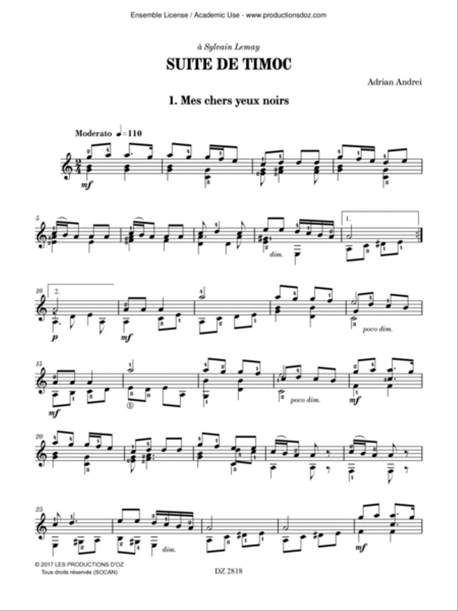 Suite de Timoc Classical Guitar scores gallery preview page 2