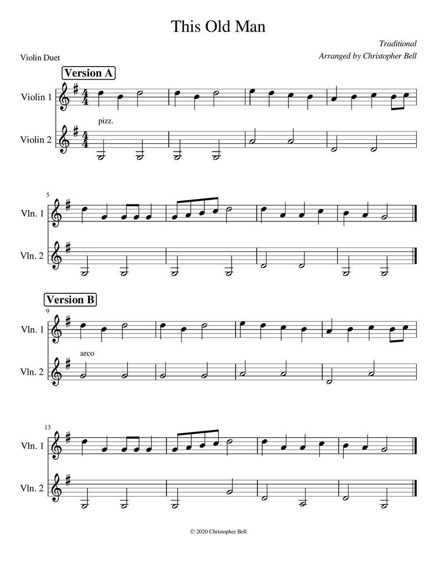 This Old Man - Violin Duet String Duet scores gallery preview page 1