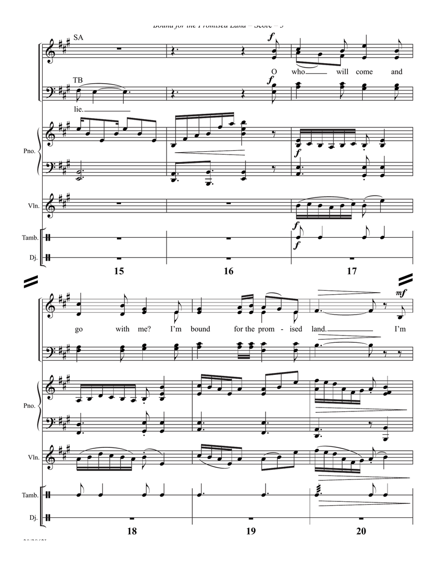 Bound for the Promised Land - Downloadable Score and Parts Set of Parts scores gallery preview page 5