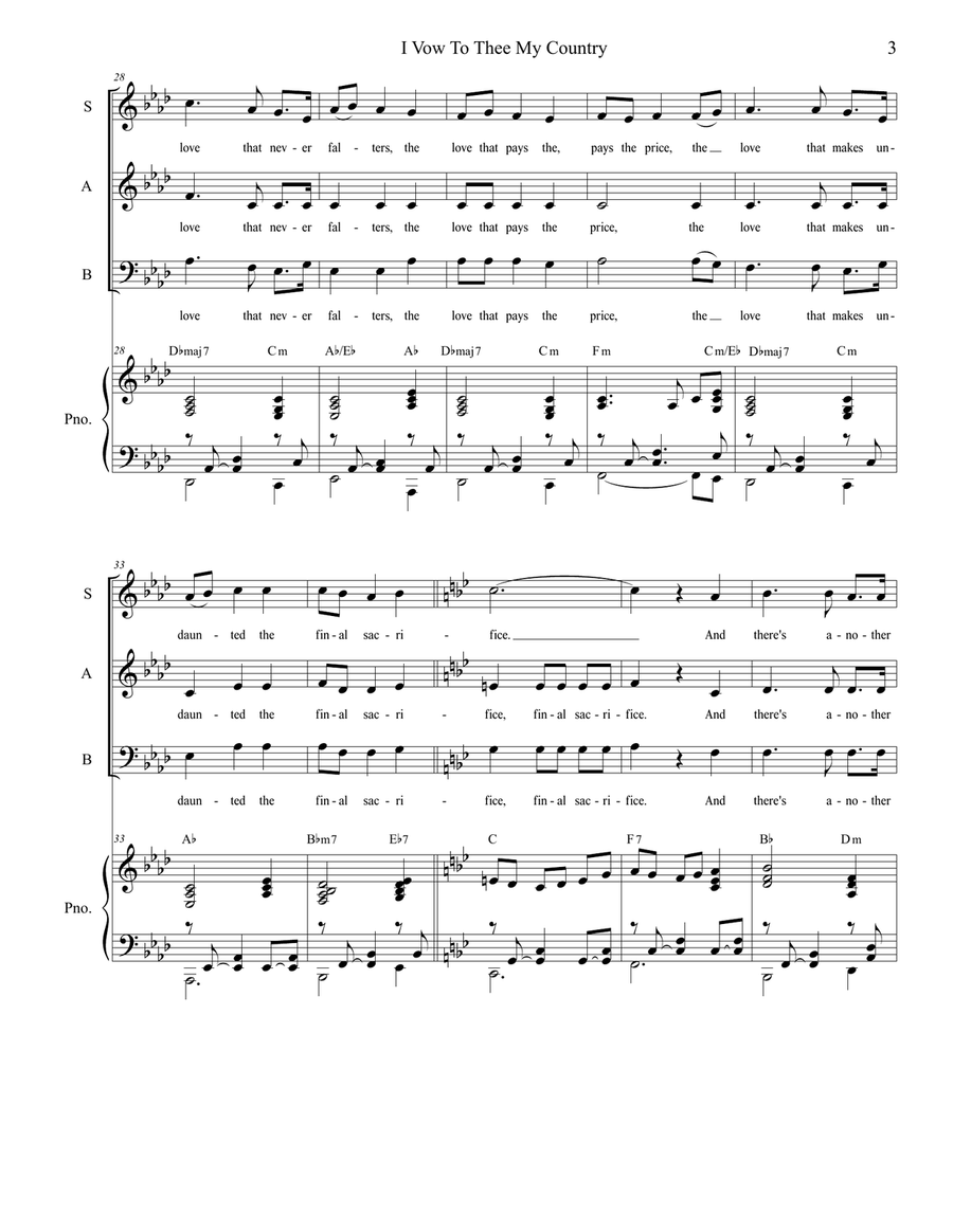 I Vow To Thee My Country (for SAB) 3-Part scores gallery preview page 4