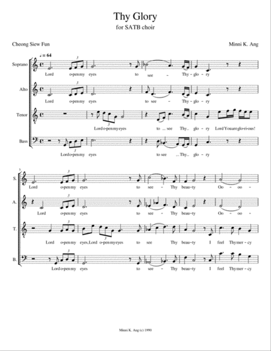 Thy Glory (SATB version) 4-Part scores gallery preview page 1
