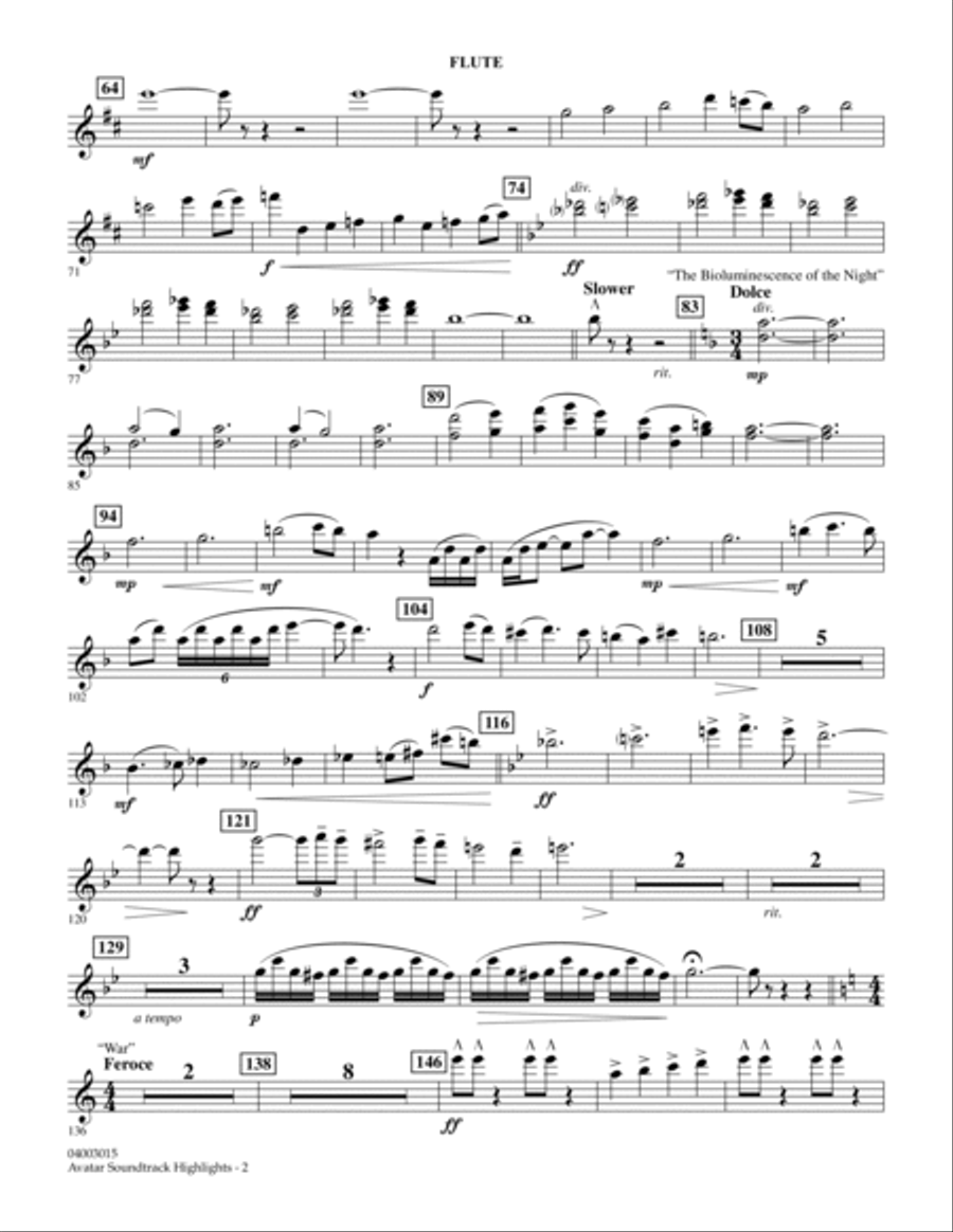 Avatar Soundtrack Highlights - Flute Concert Band scores gallery preview page 2