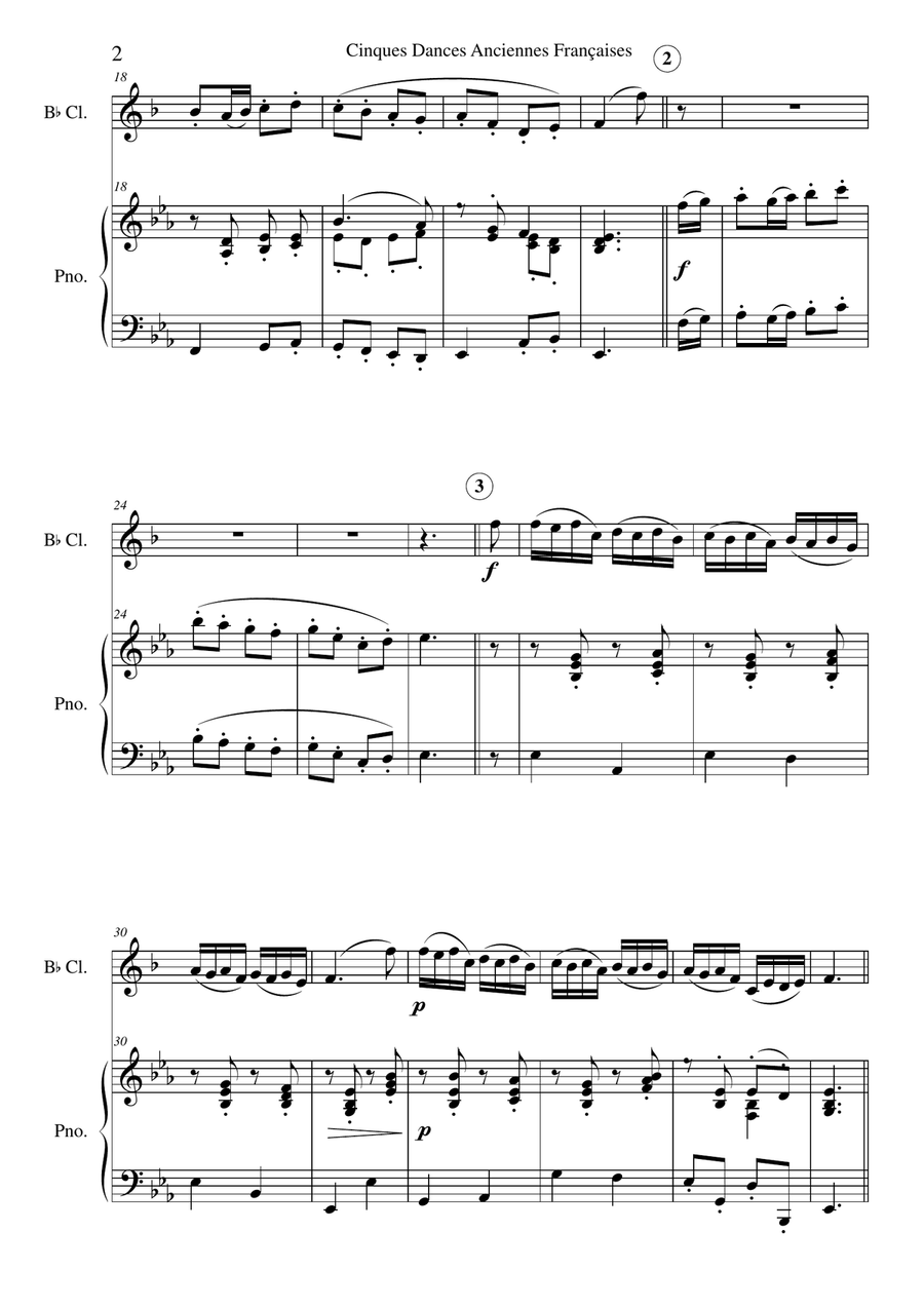 Marin Marais - Le Basque: Study for Bb-Clarinet & Piano Accompaniment Small Ensemble scores gallery preview page 2