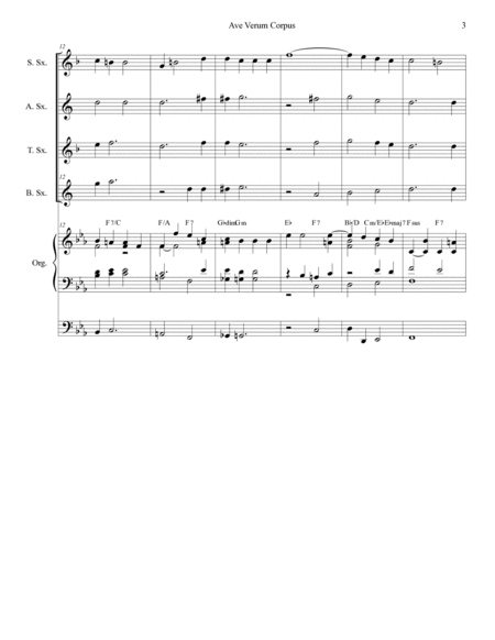 Ave Verum Corpus (Saxophone Quartet - Organ accompaniment) image number null