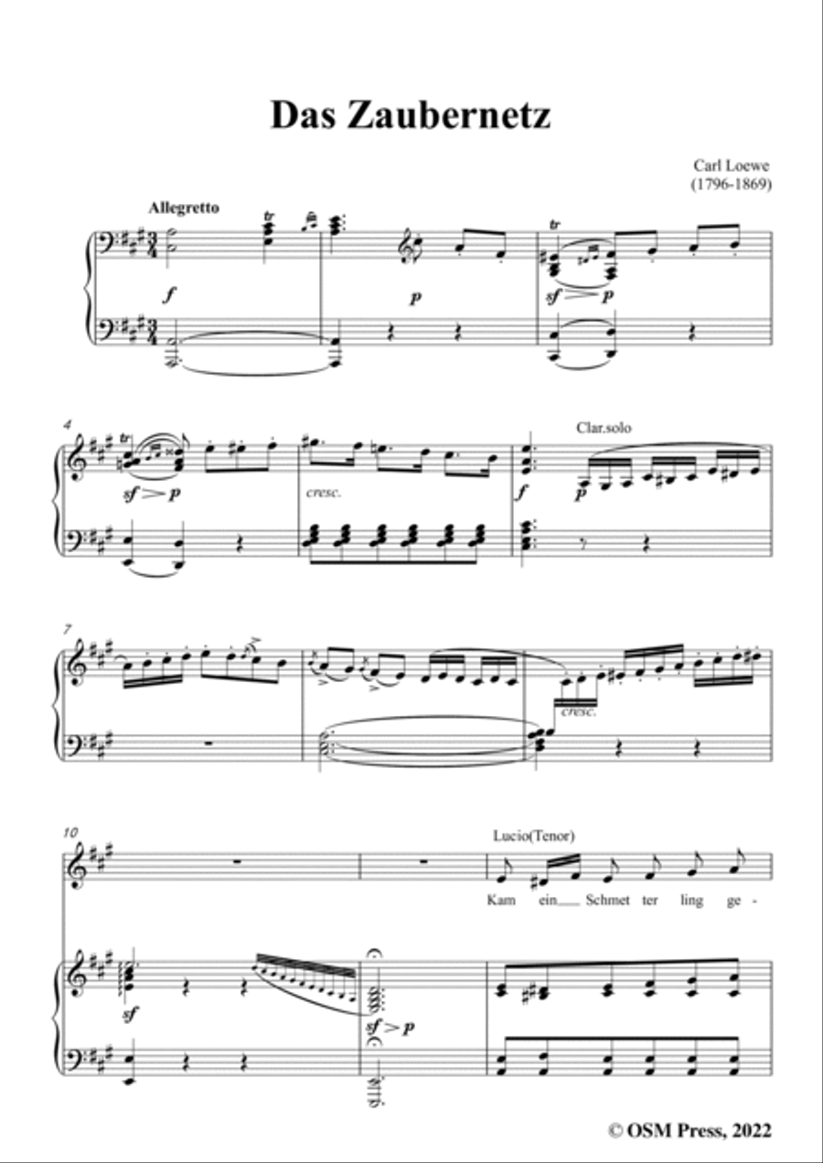 Loewe-Das Zaubernetz,in A Major,for Voice and Piano Voice Solo scores gallery preview page 3