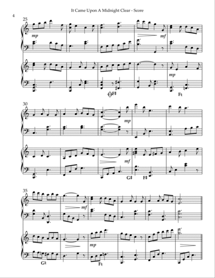 It Came Upon A Midnight Clear, Harp Duet - Key of C Pedal Harp scores gallery preview page 4