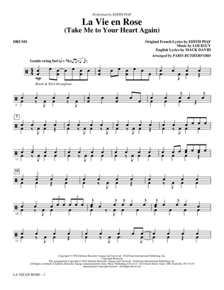 Book cover for La Vie En Rose (Take Me to Your Heart Again) (arr. Paris Rutherford) - Drums