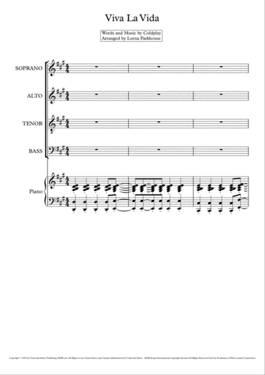 Viva La Vida 4-Part scores gallery preview page 2