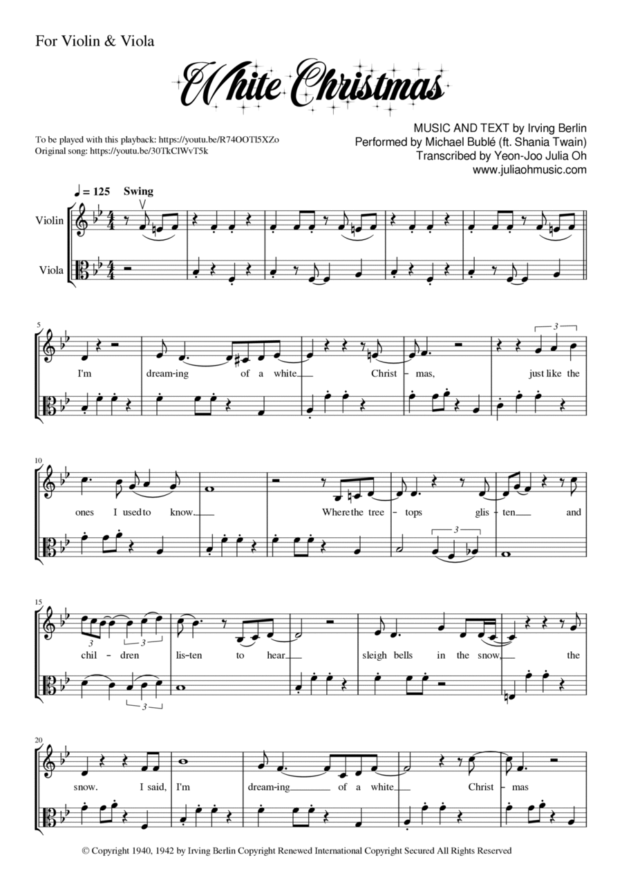 White Christmas White Christmas String Duet scores gallery preview page 1